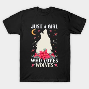 Just a Girl Who Loves Wolves Shirt - Funny Wolf howling T-Shirt